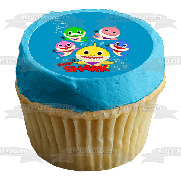 Bebé Tiburón Mamá Tiburón Papá Tiburón Abuela Tiburón Abuelo Tiburón Comestible Cupcake Topper Imágenes ABPID49923 