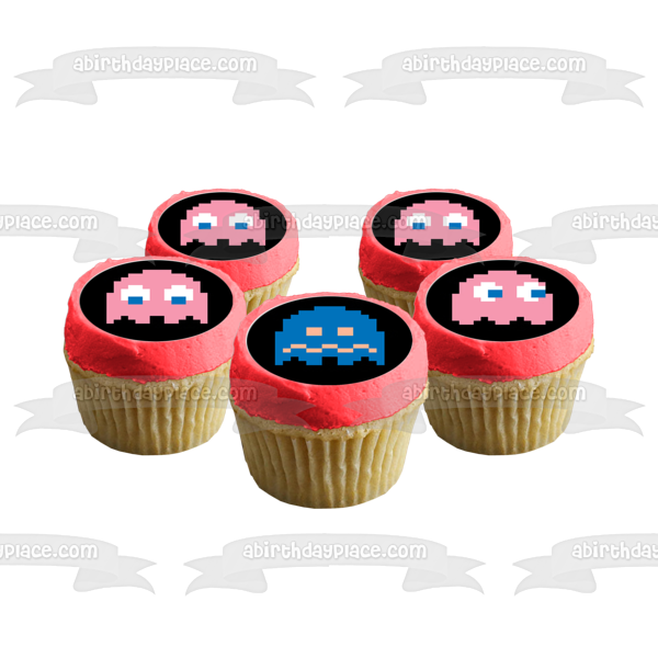 Pac-Man Ghosts Inky Pinky Blinky Clyde Imágenes comestibles para cupcakes ABPID14804 