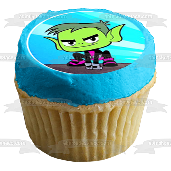 Teen Titans Go Beast Boy Starfire Robin Cyborg Raven Edible Cupcake Topper Images ABPID14813