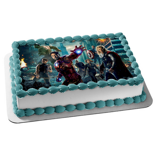 The Avengers Iron Man the Incredible Hulk and Thor Edible Cake Topper Image ABPID06336