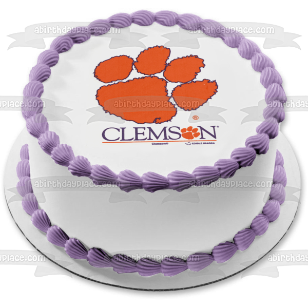 Clemson University Tiger Paw Logo Edible Cake Topper Image ABPID06337