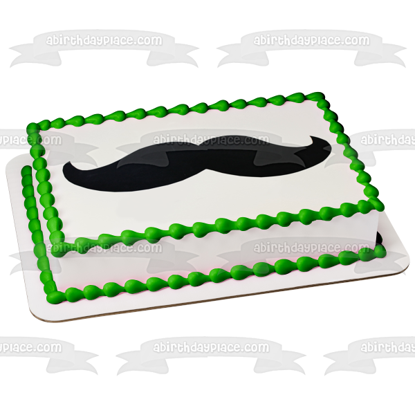 Black Mustache Edible Cake Topper Image ABPID06348