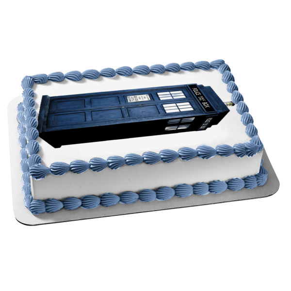 Doctor Who Police Box Time Travel Machine Edible Cake Topper Image ABPID06352