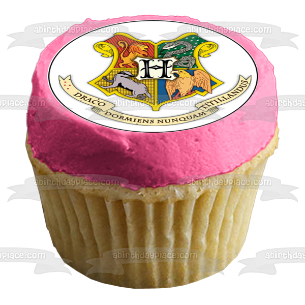 Harry Potter Hogwarts Crests Slytherin Gryffindor Hufflepuff Ravenclaw Imágenes comestibles para cupcakes ABPID14833 