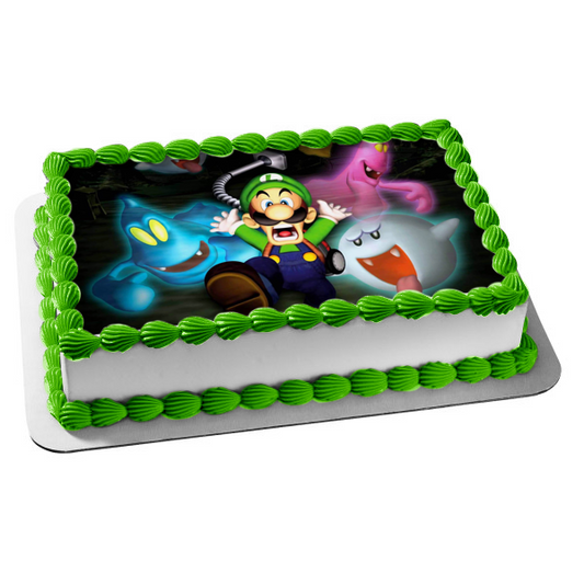 Luigi's Mansion Luigi Ghosts Scary Video Game Edible Cake Topper Imagen ABPID52910 