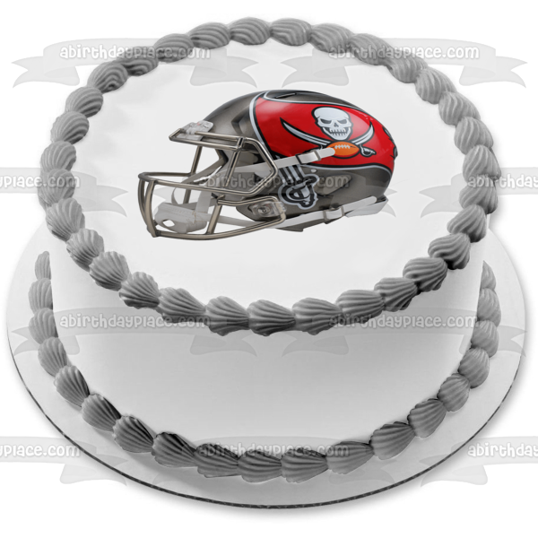 Imagen comestible para tarta con casco de fútbol americano de los Tampa Bay Buccaneers ABPID53614 