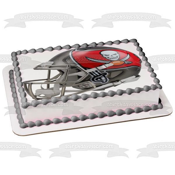 Imagen comestible para tarta con casco de fútbol americano de los Tampa Bay Buccaneers ABPID53614 