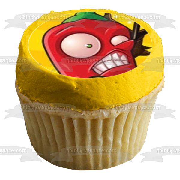 Plants Vs Zombies Sunflower Chili Pepper Hostile Zombie Football Zombie Edible Cupcake Topper Images ABPID14839