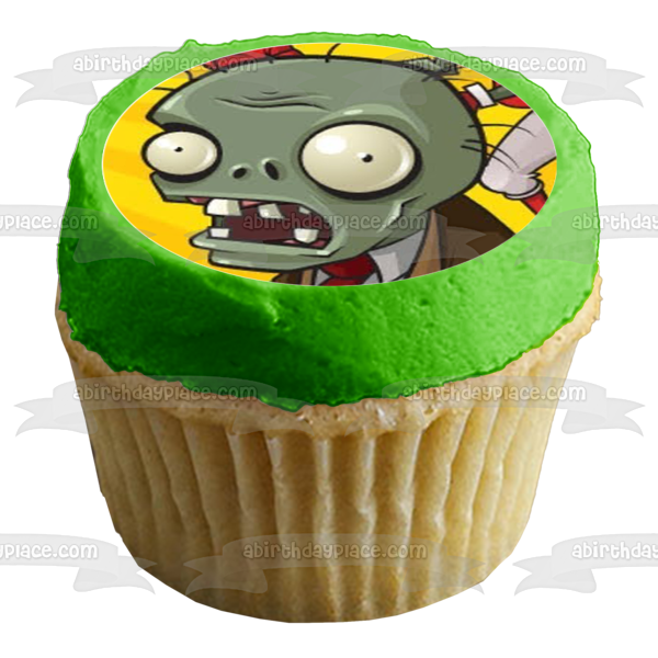 Plants Vs Zombies Sunflower Chili Pepper Hostile Zombie Football Zombie Edible Cupcake Topper Images ABPID14839