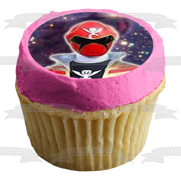 Power Rangers Pink Ranger Green Ranger Gold Ranger Blue Ranger Red Ranger Silver Ranger Cosmic Background Edible Cupcake Topper Images ABPID14845