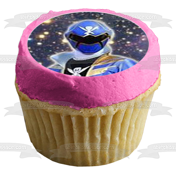 Power Rangers Pink Ranger Green Ranger Gold Ranger Blue Ranger Red Ranger Silver Ranger Cosmic Background Edible Cupcake Topper Images ABPID14845