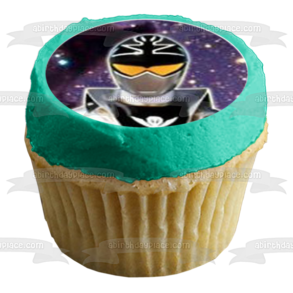 Power Rangers Pink Ranger Green Ranger Gold Ranger Blue Ranger Red Ranger Silver Ranger Cosmic Background Edible Cupcake Topper Images ABPID14845