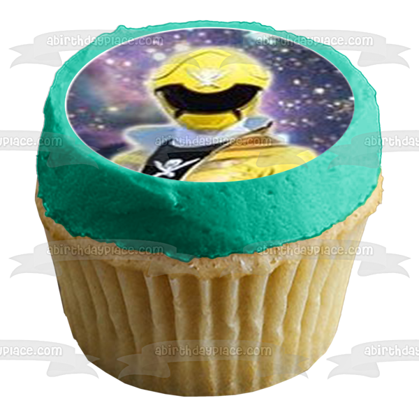 Power Rangers Pink Ranger Green Ranger Gold Ranger Blue Ranger Red Ranger Silver Ranger Cosmic Background Edible Cupcake Topper Images ABPID14845