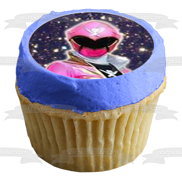 Power Rangers Pink Ranger Green Ranger Gold Ranger Blue Ranger Red Ranger Silver Ranger Cosmic Background Edible Cupcake Topper Images ABPID14845