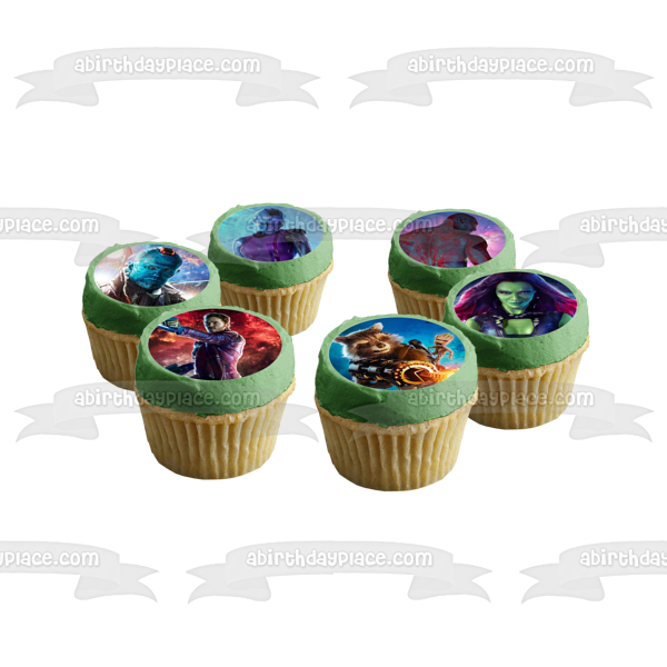 Guardianes de la Galaxia Gamora Star-Lord Thanos Nebulosa Mapache Yondu Imágenes comestibles para cupcakes ABPID14846 