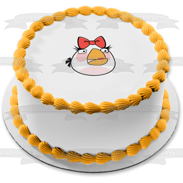 Angry Birds White Bird Bow Edible Cake Topper Image ABPID03649