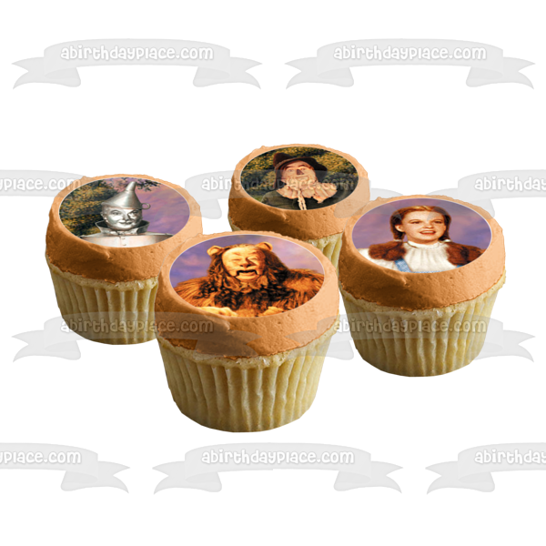 Mago de Oz Espantapájaros Hombre de hojalata Dorothy León cobarde Imágenes comestibles para cupcakes ABPID14851 