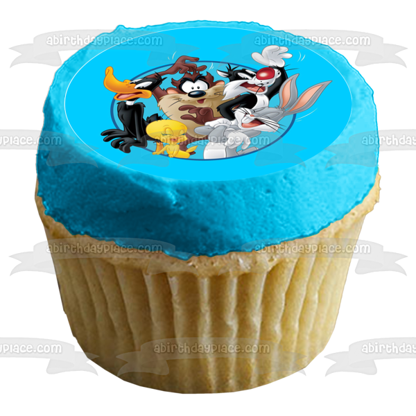 Looney Tunes Tazmanian Devil Daffy Duck Bugs Bunny Tweety Bird Sylvester Edible Cupcake Topper Images ABPID14856