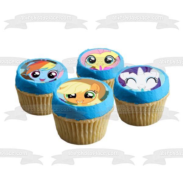 My Little Pony Rainbow Dash Fluttershy Pinkie Pie Rarity Edible Cupcake Topper Images ABPID14862