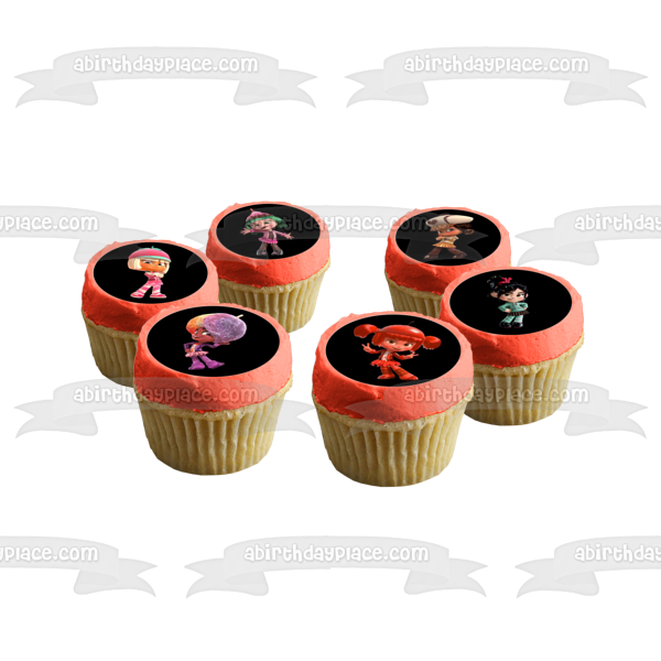 Wreck It Ralph Vanellope Candlehead Taffyta Muttonfudge Snowanna Rainbeau Edible Cupcake Topper Images ABPID14875