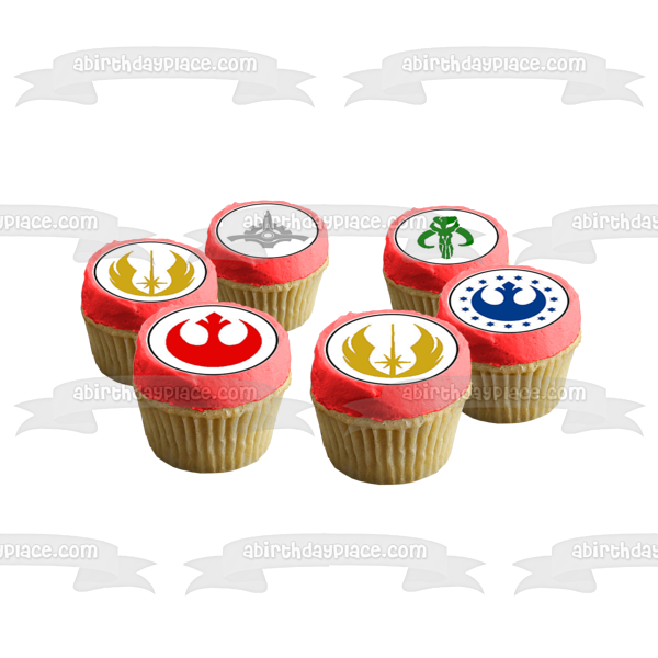 Símbolos de Star Wars Targentus Alianza Rebelde Símbolo Jedi Símbolo del Imperio Símbolo Imperial Imágenes comestibles para cupcakes ABPID14877 