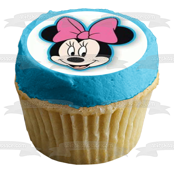 Minnie Mouse Face Disney 12 Count Cupcake Toppers Edible Cupcake Topper Images ABPID53488