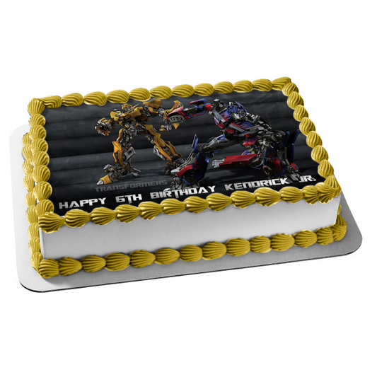 Imagen de decoración comestible para tarta de Transformers Bumblebee y Optimus Prime ABPID05486 