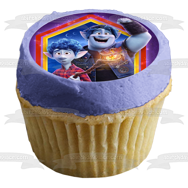 Disney Pixar Onward Ian Lightfoot Barley Lightfoot Police Officers Colt Bronco Specter Edible Cupcake Topper Images ABPID51049