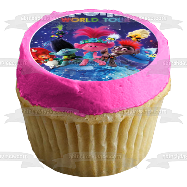 Trolls World Tour Queen Poppy Queen Barb Branch King Trollex Imágenes comestibles para cupcakes ABPID52218 