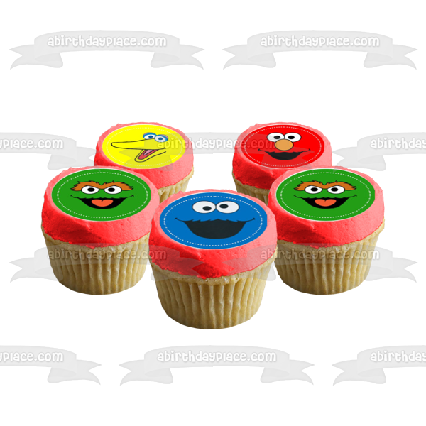 Sesame Street Elmo Big Bird Cookie Monster Oscar the Grouch Edible Cupcake Topper Images ABPID52258