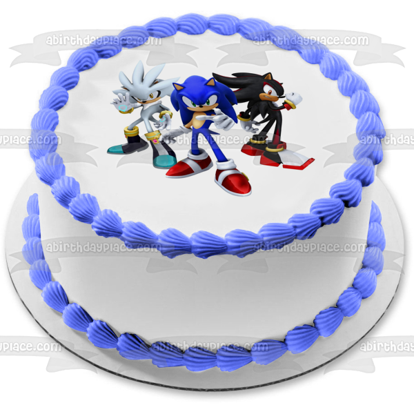 Sonic the Hedgehog 3 Silver the Hedgehog y Shadow the Hedgehog Imagen comestible para decoración de tarta ABPID06374 