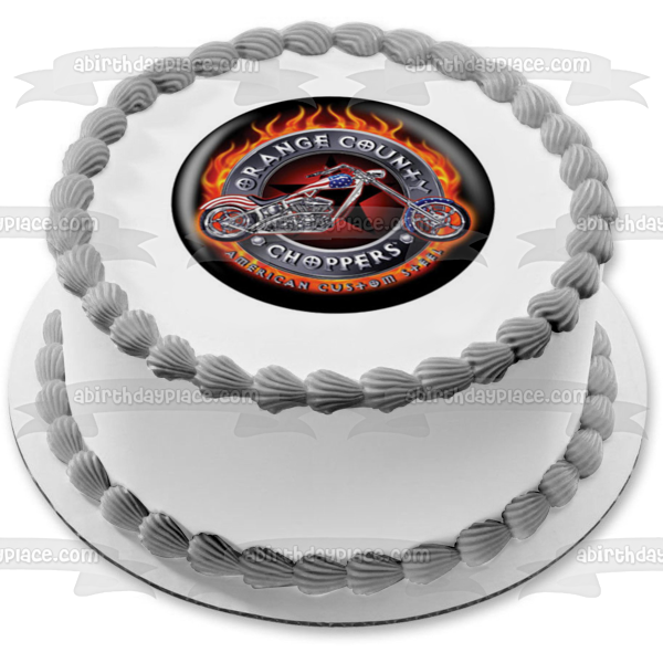 Imagen de decoración comestible para tartas con motocicletas de acero personalizadas americanas de Orange County Choppers ABPID00347 