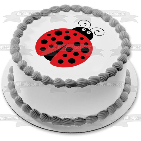 Adorno comestible para tarta con lunares rojos y negros de Lady Bug, imagen ABPID00212 