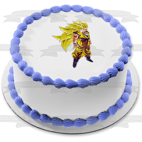 Goku Super Saiyan 3 Dragon Ball Edible Cake Topper Image ABPID00039