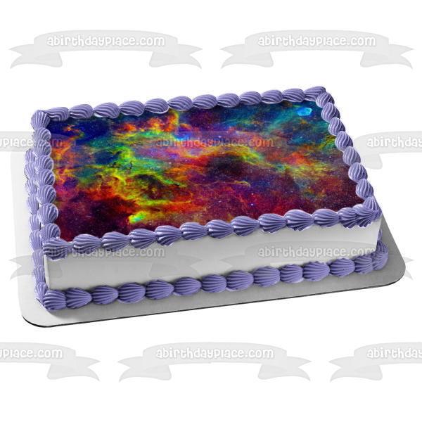 Outer Space Rainbow Nebula Edible Cake Topper Image ABPID00299