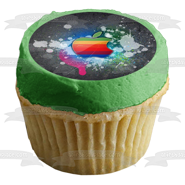 Apple Mac Computer Vintage Rainbow Edible Cake Topper Image ABPID00485