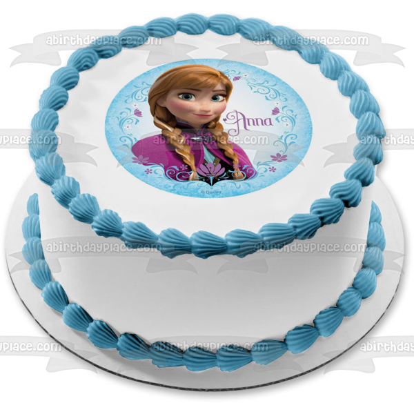 Adorno comestible para tarta con trenzas y flores de Anna Frozen de Disney, imagen ABPID00668 