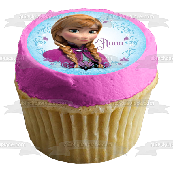 Adorno comestible para tarta con trenzas y flores de Anna Frozen de Disney, imagen ABPID00668 