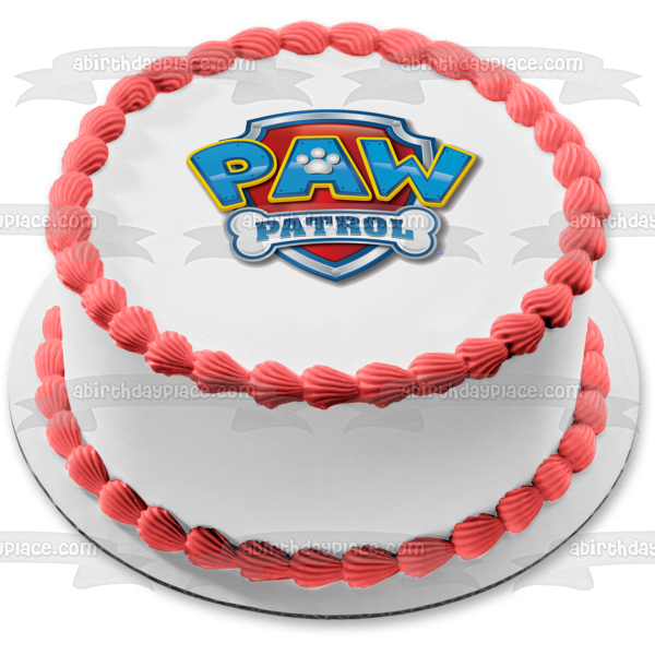 Paw Patrol Logo Escudo Hueso Pawprint Adorno comestible para tarta Imagen ABPID00538 