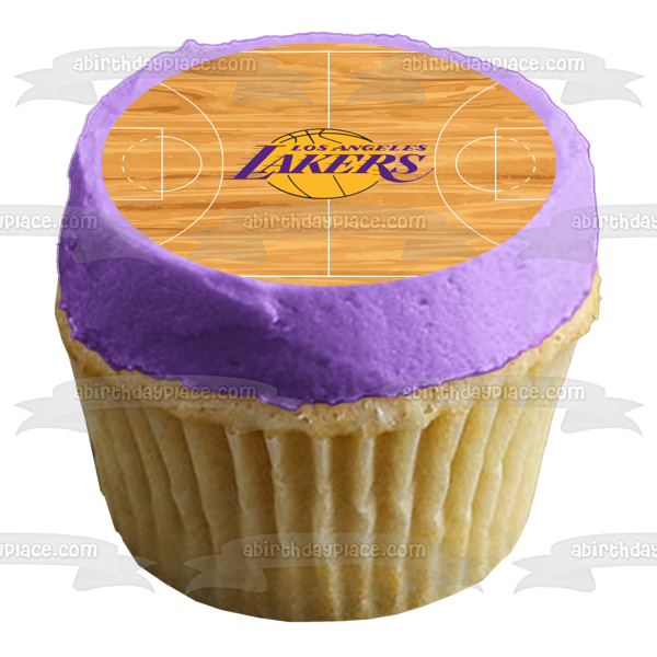 Logotipo de Los Angeles Lakers, cancha de baloncesto, NBA, deportes profesionales, decoración comestible para tarta, imagen ABPID00727 