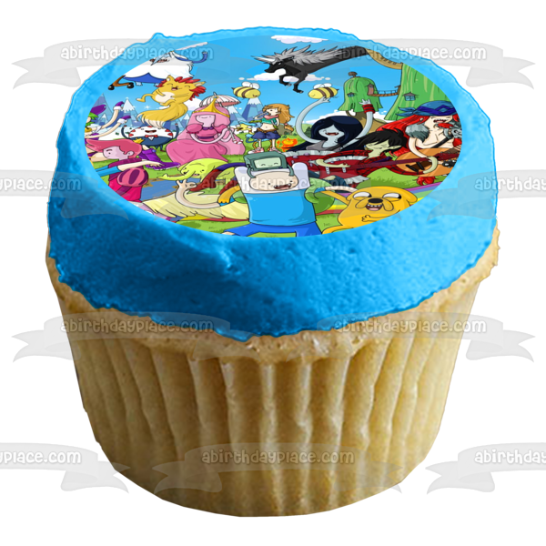 Decoración comestible para tarta de Hora de Aventuras, Finn, Jake, Princesa Bubblegum y Marceline, imagen ABPID00580 