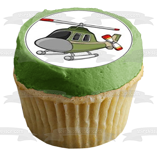 Dibujos animados ejército soldado helicóptero emblema tanque casco insignia comestible Cupcake Topper imágenes ABPID00959 