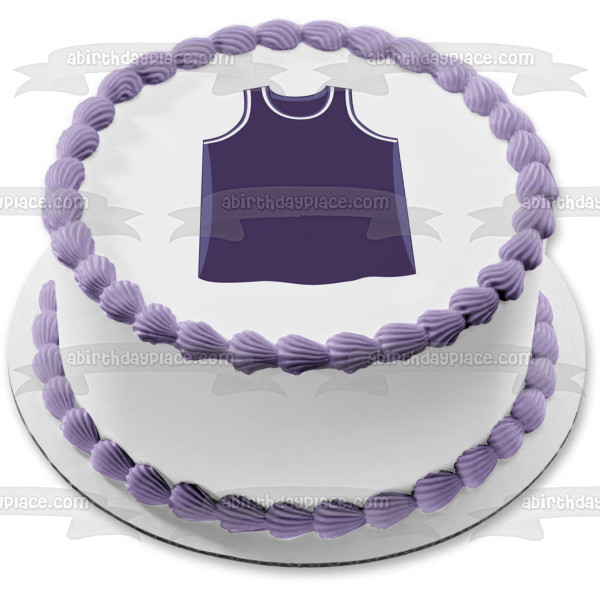 Camiseta de baloncesto Púrpura Blanco Deportes Edible Cake Topper Imagen ABPID00763 