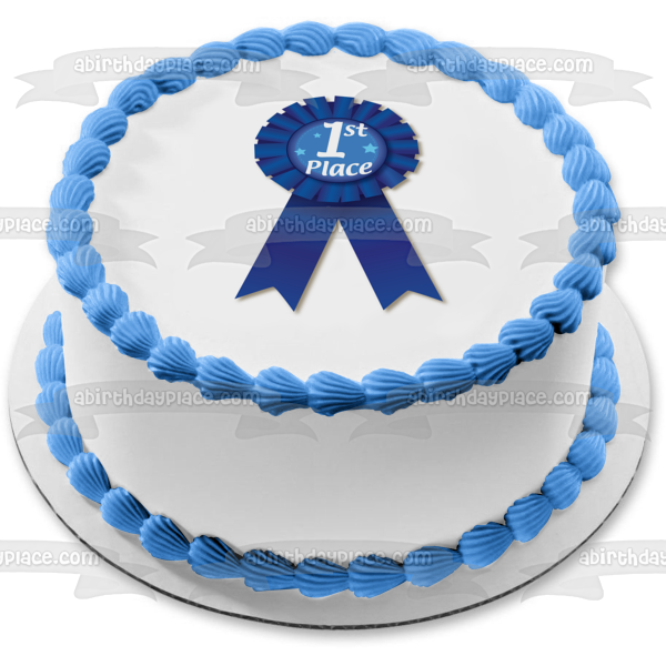 First Place Blue Ribbon 1st Edible Cake Topper Image ABPID00774