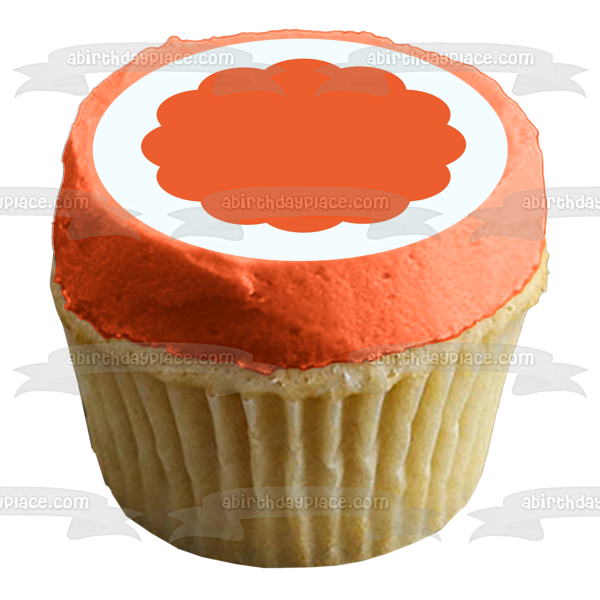 Orange Scalloped Circle on White Background Edible Cake Topper Image ABPID00819