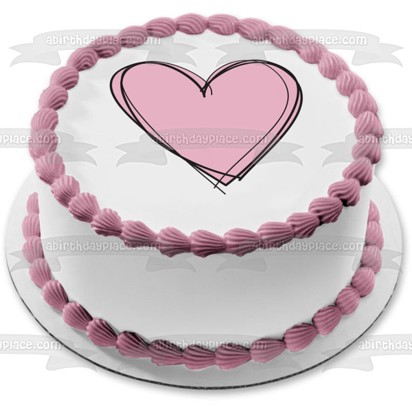 Imagen comestible para decoración de tarta con bordes negros y corazón morado ABPID01108 