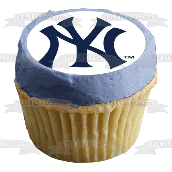 Cakecery Yankees Baseball Edible Cake Topper Image Personalized Birthday Sheet Party Decoration Round