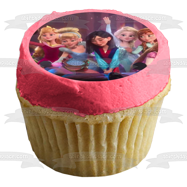 Wreck-It Ralph Princesses Belle Tiana Mulan Elsa and Anna Edible Cake Topper Image ABPID00931