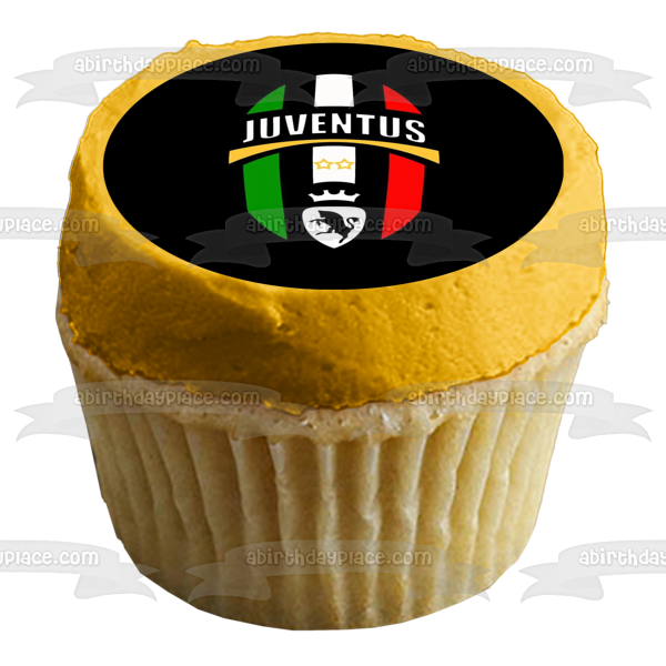 Juventus Juve Logotipo del club de fútbol profesional italiano Fondo negro Imagen comestible para decoración de tarta ABPID01185 