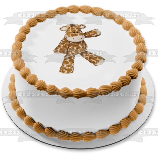 Baby Giraffe Stuffed Animal Edible Cake Topper Image ABPID01186